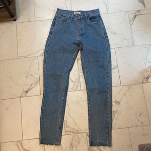 High waisted medium wash mom jeans
